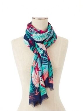 Talbots Jungle Leaves Vivid Botanical Scarf